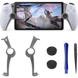 DLseego 1 Pair Handheld Decorative Trim Shell Suitable for PS Portal Remote Player, ps5 Edge Controller DIY Replacement Clip Shell, Including Tool Kit and 2 Thumb Grips, Gray Plates Cover