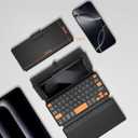Doohoeek Travel Keyboard with Touchpad, Universal Compact Keyboard with Large Trackpad & Any-Angle Stand for Android/iOS/Windows, Dual-Device Bluetooth Keypad for Phones/Galaxy Z Fold/iPad mini