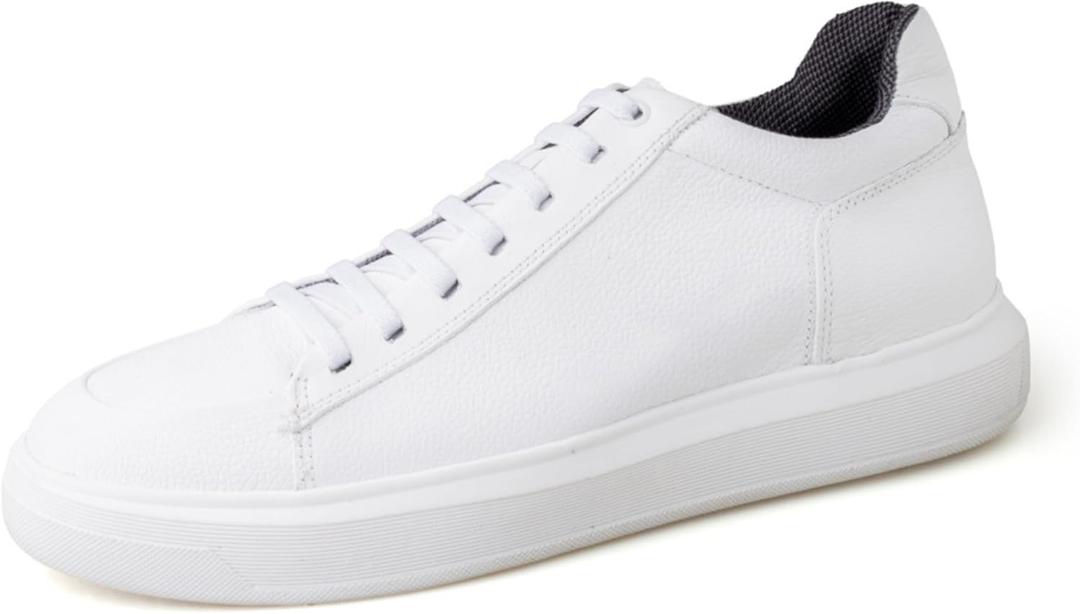Carboni Mens Invisible Elevator Shoes  Gain 3.15 (8 cm) Height  Genuine Leather Carboni  Casual Sneakers  Inches Taller (White)