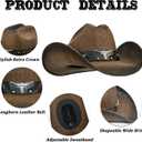 FLUFFY SENSE. Cowboy Hat for Women and Men - Straw Cattleman Crease Western Hats with Upgrade 4 inches Shapeable Wide Brim (Brown)