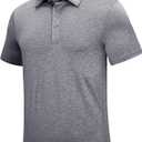 KEFITEVD Mens Polo Shirt Golf Short Sleeve Dry Fit Breathable | Quick dry, Moisture Wicking, Stretchy, Classic Fit with Striped Collar, Breathable, for Golf, Tennis, Fishing, Outdoor Sports (M)