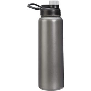 Amazon Basics Large Stainless Steel Insulated Water Bottle, Spout Lid, 30.1 ounces, Gray