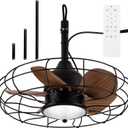 Ceiling Fan with Lights, 20'' Outdoor Waterproof Plug In IP65 Gazebo Fan, Wet Rated Dimmable LED 3 Color Lighting with Remote, Easy Hanging with Hook for Indoor, Patios, Pergola, Garage, Deck, Coastal (20 Inch, Hook Installation)