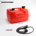 Marine Portable Boat Tank 3 Gallon 12L Transfer Tank with Hose, Gauge for Outboard Engine Boats, Yacht, Fishing / Deck Boat