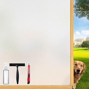 Frosted Glass Window Film Decorative with Reference Cutting Line, Bathroom Window Privacy Film for Glass Windows Cover, Static Cling, Removable, Reusable, Anti-UV, Anti-Glare, 29.5" x 78.7"