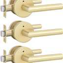Goldenwarm Gold Door Handles Interior, Privacy Brushed Brass Interior Door Handles, Heavy Duty Zinc Alloy Brushed Gold Door Lever for Bedroom and Bathroom (3 Pack)