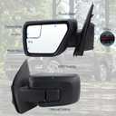 Left Driver Side Door Mirror Compatible With 2021 2022 2023 2024 2025 2026 Ford F150 With Power Glass Manual Folding Heated Matte Black Replace#ML3Z17683UA(5Pins)