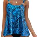 RXRXCOCO Women Tankini Bathing Suits Ruffle High Waisted Swimsuit Plus Size Tummy Control Swimwear 2026 (Large, Blue Paisley)