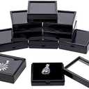 BENECREAT 10PCS Black Gemstone Display Box Square Acrylic Jewelry Box Container 2.4x2.4x0.8inch with Clear Top Lids and Sponge Inside for Mother's Day Festival Treat, Gems, Coins, Jewelry Packing