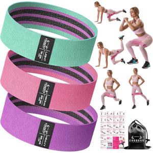 Fabric Resistance Bands for Working Out - Exercise Bands for Women and Men, Booty Bands for Legs and Glute, Yoga, Pilates, Rehab, Fitness and Home Workout