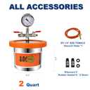 BACOENG Universal Vacuum Chamber Series: 2 Quart Stainless Steel Vacuum Chamber Kit, Vacuum Degassing Chamber for Resin, Silicone and Epoxies