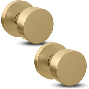 Mega Handles Buena Dummy Door Knob - 2 Pack Heavy Duty Gold Door Knob, Non-Turning Dummy Door Knobs for Hallway Closet & French Doors, Single Side, Fits All Standard Door Sizes - Satin Brass