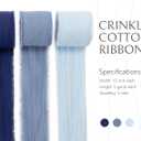Keypan Blue Set Ribbon 1-1/2 Inch x 15 Yards Crinkle Fabric Cotton Ribbons for Gift Wrapping Wedding Invites Baby Shower DIY Crafts Home Decor