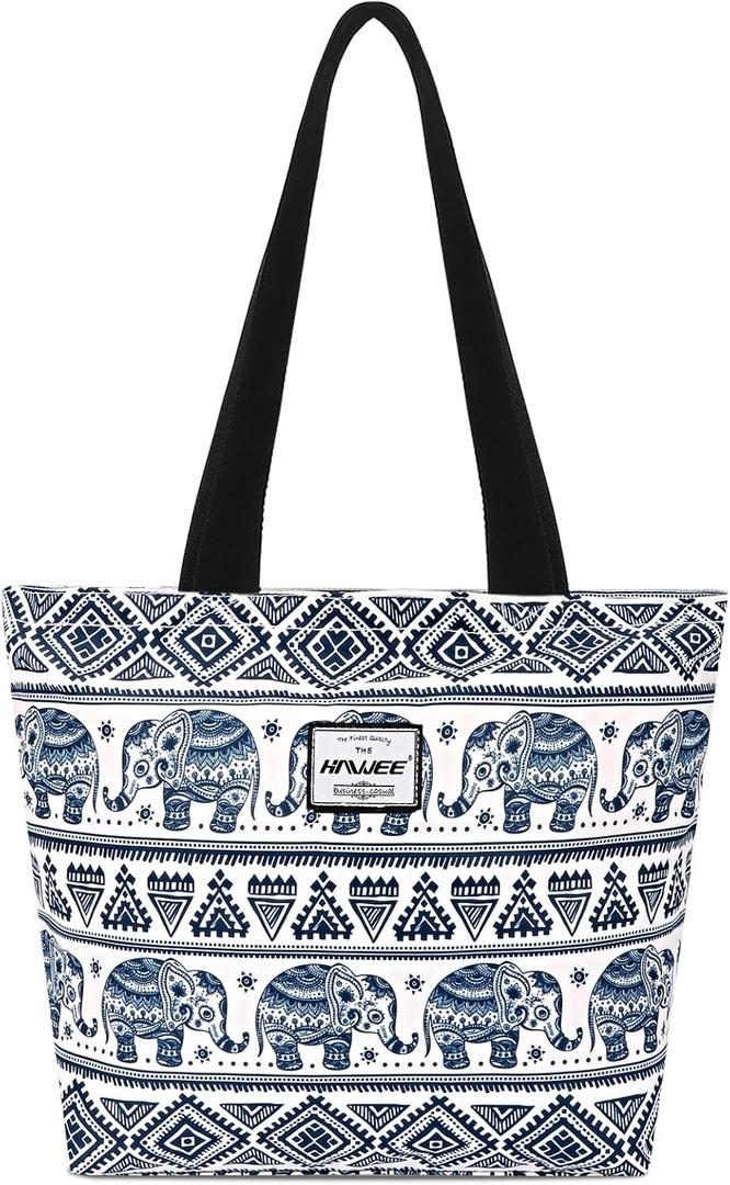 Tote Bag with Zipper for Women Inside Mesh Pocket Heavy Duty Casual Anti-water Cloth Travel Shoulder Handbag