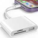SD Card Reader for iPhone, Memory Card Reader with USB Camera Adapter Plug and Play Trail Game Camera Viewer Supports SD and TF Card MicroSD Card Adapter for iPad No App Required