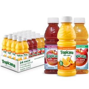 Tropicana 100% Juice 3-flavor Classic Variety Pack,10 Fl Oz (Pack of 24) (EXP 12/12/26)