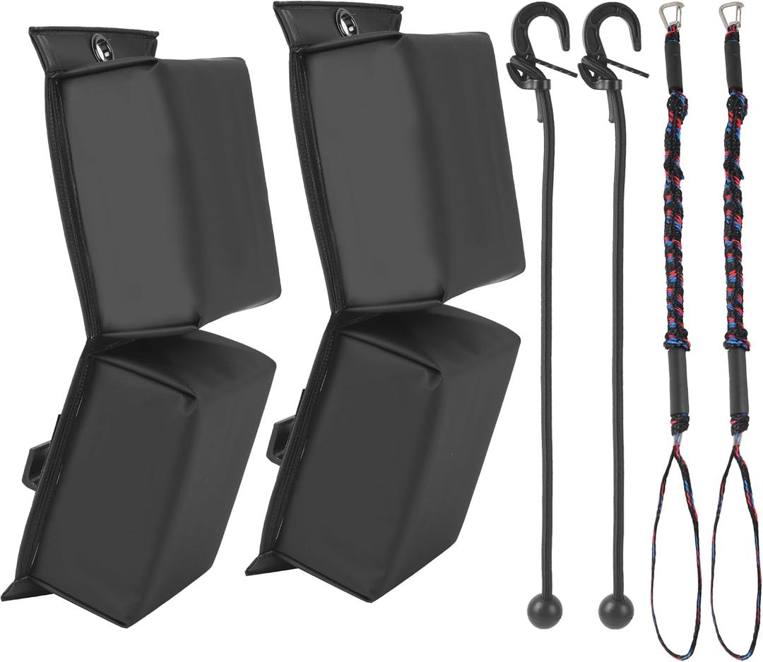 (2-Pack) PWC Jet Ski Bumpers, Boat Fenders with Elastic Cords, Jet Ski Accessories, 14 x 6 x 3.2 inch