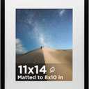 KINLINK 11x14 Picture Frame Black, Wooden 14x11 Photo Frames with Plexiglass for 8x10 Picture with Mat or 11x14 Without Mat, 11 x 14 Frame for Art Collage Gallery Wall and Tabletop Display