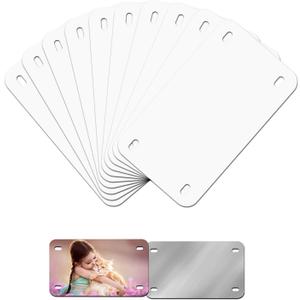 6"x3"10 Pcs Sublimation License Plate Blanks, Metal Aluminum Mini Heat Thermal Transfer Sheet DIY Picture, Custom License Plate Tag for Kids Toy Car, Bike (White)