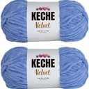 Keche Velvet Yarn for Crocheting, Soft Chenille Bulky Baby Blanket Amigurumi Yarn 2x100 gr (2x132 yds) (2 Skeins) (Blue)