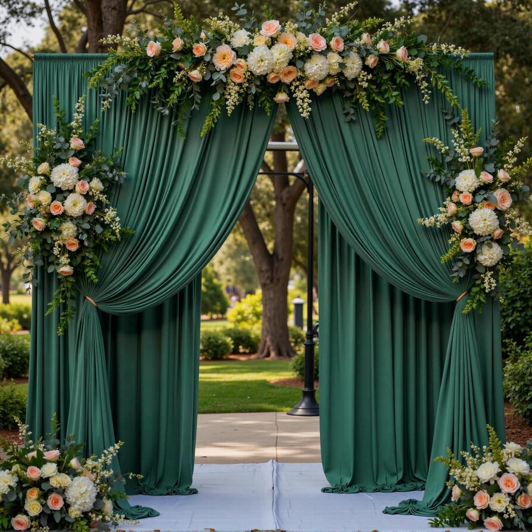 10 ft x 10 ft Wrinkle Free Hunter Green Backdrop Curtain for Parties, Polyester Dark Green Photo Backdrop Drapes 2 Panels 5x10ft for Baby Shower Wedding Birthday Party Photography Curtains