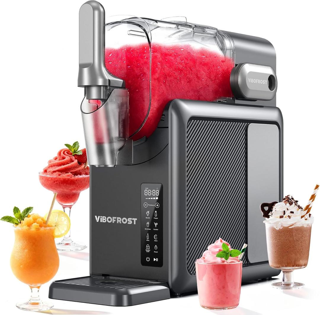 Slushie Machine for Home, 88 oz Frozen Drink Maker with Timer & Auto-Fresh Keep, Smart Display, Self-Cleaning, Quiet Operation, No Ice Needed, Perfect for Margaritas, Frapps, Milkshakes & More (Space Grey)