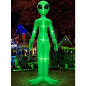 TURNMEON 14 Ft Giant Halloween Inflatable Alien Decoration with Built-in LEDs Outdoor Blow Up Alien Ghost Halloween Decor for Yard Garden Lawn Holiday Party