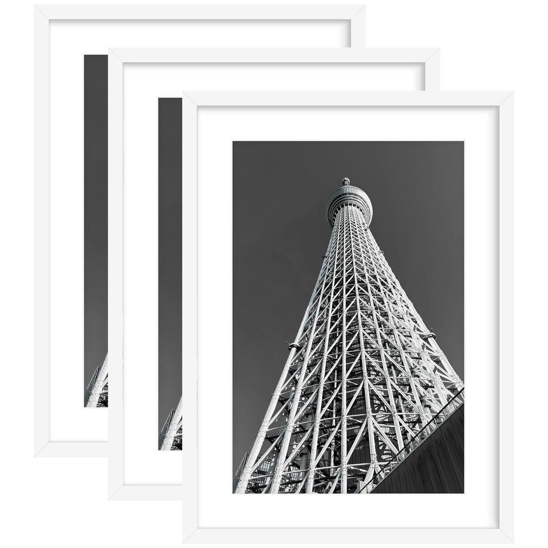 Abtgt 20x28 Picture Frame with 16x24 Mat for Wall Art, 3 Pack White