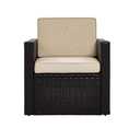 Crosley Furniture Palm Harbor Outdoor Chair, Wicker Patio Chairs for Porch, Deck, Balcony, Backyard, Brown with Gray Cushions