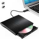 Ziweo External CD DVD Drive, Portable USB 3.0 Type-C CD Burner CD +/-RW Drive DVD Player for ROM Rewriter Burner Compatible with Laptop Desktop PC Windows MacBook Linux Mac OS