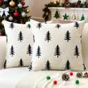 OTOSTAR Christmas Pillow Covers 20x20 Inch Set of 2 Christmas Tree Double Sided Printed Decorative Throw Pillow Covers Winter Holiday Cushion Case Decoration for Home Couch Bed Sofa Decor (Black Tree)