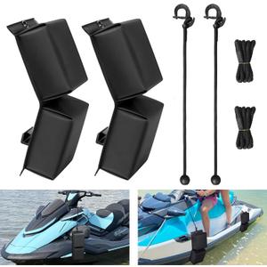 MDSTOP PWC Fender Bumper, Boat Fenders Bumpers with 2 Elastic Cords, 2 Boat Dock Rope, for Jet Ski Dock Fenders Boat Bumpers, 14x6x3.2inch (Black)