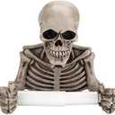 OwnMy Skull Toilet Paper Holder Wall Mount Toilet Tissue Roll Paper Storage Holder Skeleton Tissue Towel Shelf Rack - Bathroom Resin Tissue Roll Holder Wall Decoration for Halloween Ghost Festival