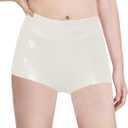 Fallorchid Girl's Faux Leather Shorts Fashion Skinny Shorts Mini Pants (Cream White)