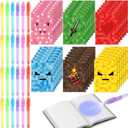 ZOIIWA 48 PCS Pixel Theme Party Favors 24 Invisible Ink Pens Bulk with UV Light and 24 Mini Notepads for Kids 4-8 8-12, Spy Game Pens Magic Marker for Kids Birthday Supplies Gifts Goodie Bags Stuffers