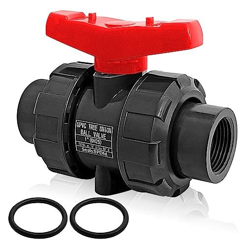 UPVC 1" NPT Ball Valve, DN25 PVC True Union Full Flow, ASTM EPDM O-ring, 1 inch Threaded PVC Shut Off for Water System