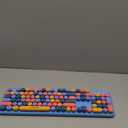 FOPETT 2.4GHz Wireless Keyboard and Mouse Set with Switch Button - Full-Size Keyboard - Compatible for Windows/Laptop/PC/Notebook/Smart TV and More - Blue Colorful