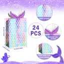 Chinco 24 Pieces Mermaid Gift Bags Party Favors Goodie Candy Treat Bags with Handle Mermaid Party Supplies for Girls Birthday Baby Shower Little Decorations