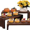 3-Tier Wooden Cupcake Stand & Display Risers, for Food Desserts & More, Sturdy & Reusable