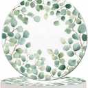 Eucalyptus Round Leaf Coasters Set for Wood Table Green Branches and Leaves Twig Natural Plant Foliage Tabletop Protection Mat for Mugs and Cups 4 Inch for Kitchen Office Home