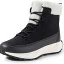 NORTIV 8 Women's Winter Boots Ankle Waterproof Lightweight Snow Sneaker Boots (Black)