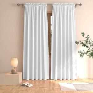 White Curtains 80 inches Long Room Darkening Window Curtain Panels Living Room Divider Patio Doorway Sliding Glass Door Rod Pocket Thermal Insulated Drapes Kitchen Bedroom Basement 2 Panels 52"x80"