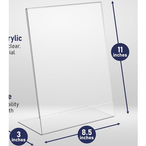 Lifewit 6 Pack 8.5x11 Acrylic Sign Holder, Clear L-Shape Stand, Plastic photo picture frame, Paper Flyer Menu Display Stand for Reception, Office, Store, Restaurant, Hotel