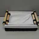 Set of 2 Black Bathroom Basket Organizers with Liner, Paper Rope Wicker Storage Baskets for Shelves, Bathroom Counter & Vanity, Wooden Handles for Towels & Toiletries