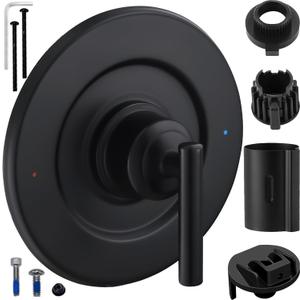 Shower Trim Kit Replacement for Moen T2901BL Gibson Posi-Temp Valve Trim Kit, Compatible with Moen 2510/2520/2570/2590 Shower Valve, Matte Black Lever Handle