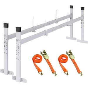 JY PERFORMANCE Ladder Rack for Trailer, Universal Trailer Roof Top Ladder Rack with Stoper, 5.77-8.65 ft Adjustable for Enclosed and Open Trailer, 400 LBS Capacity, Sliver