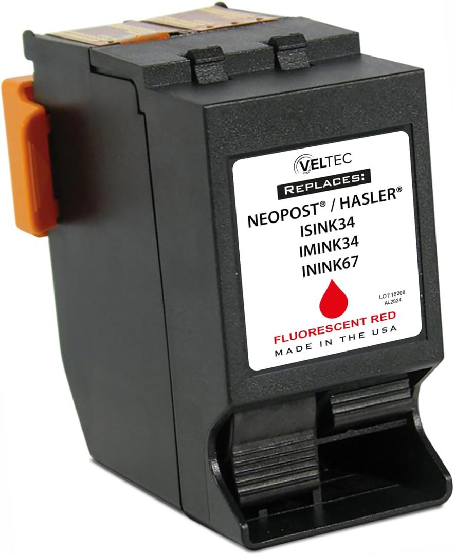 Remanufactured ISINK34 / IMINK34 / ININK67 Red Ink Cartridge Compatible with Quadient IS330, IS350, IS420, IS440, IS460, IS480 & Hasler IMINK34 Postage Meters (Made in USA)