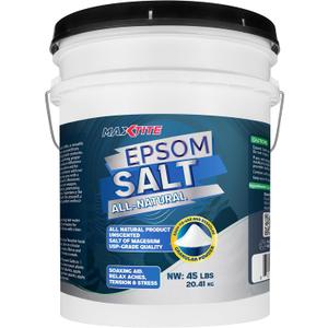 MaxTite Epsom Salt (45 lbs) - Magnesium Sulfate USP for Soaking, Relaxation, Stress Relief, Skin Care & Garden - Sourced from USA