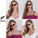 Retro Frameless Rectangle Sunglasses Womens Trendy Narrow Small Frame Spring Hinge UV Protection FZN905