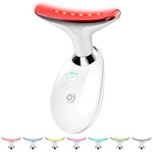 JURP Face Neck Beauty Device, 7 Color Led Face Neck Massager,Multifunctional Facial Skin Care Tool, Ideal for Home Skin Care, White 